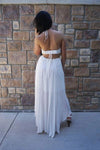 "LAURYN" WHITE CROCHET HIGH & LOW DRESS